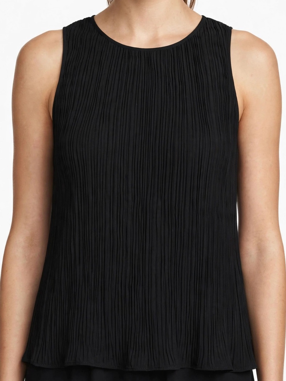 Halogen NWT M Black Pleated Sleeveless Tank Top Nordstrom Work Blouse
